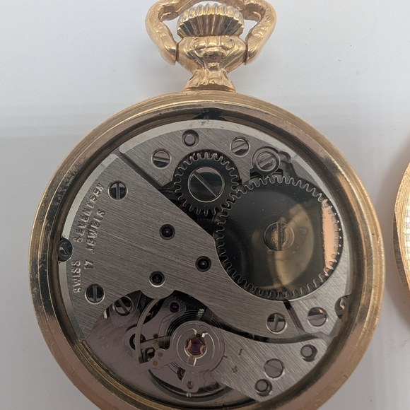 Catorex Swiss 17 Jewels Gold Plated Pocket Watch Open Face - Picture 5 of 6